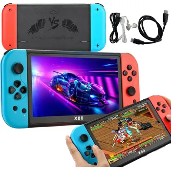 Herní konzole PŘENOSNÁ HERNÍ KONZOLE X80 RETRO PL 8GB 20000 HER 7" POLSKÉ MENU