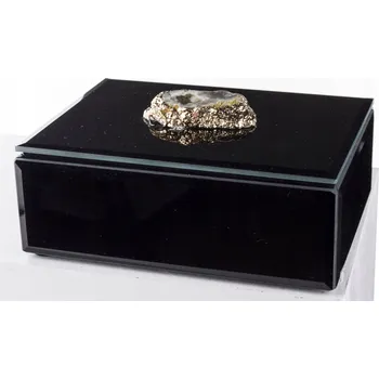 Šperkovnice Černá skleněná šperkovnice krabička na šperky ve stylu glam