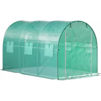 Skleník Zahradní Skleník Zelený 12,8KG Pozinkovaný Rám Vynikající Ventilace