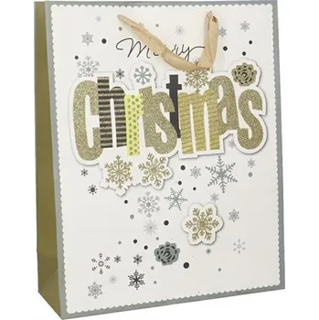 Dárková taška Dárková vánoční taška Merry Christmas, třpytky 8x24x18cm IDDRZEX06058