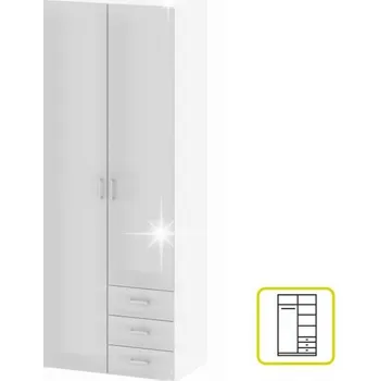 Ložnice Skříň Gwen dvoudvéřová 77,6cm bílá lesk