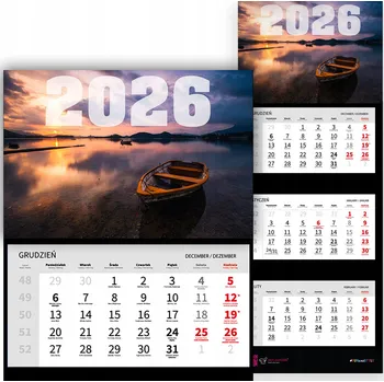 Kalendář Kalendář Trojdílný 2026 Nástěnný Do Kanceláře Krásná Krajina Příroda Loďka
