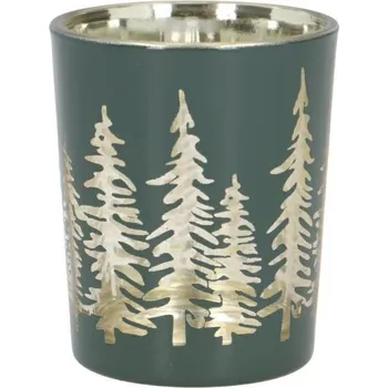 Svícen Dekorativní svícen skleněný, tmavě zelený 5,5x5,5x6,5cm IDDRZEX05873