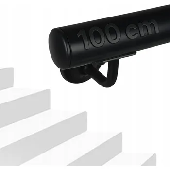 Zábradlí Černá nástěnná tyč SCHODIŠŤOVÁ Sada Ocel Zábradlí na schody 100 cm
