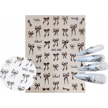 samolepka Samolepky na nehty Černé Zlaté Stužky Mašličky S162