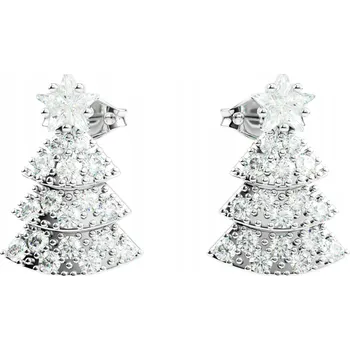 Náušnice Náušnice Vánoční Stromečky stříbrné 3D se zirkony