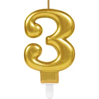 Dortová svíčka Dortové svíčky číslice, zlaté - 3