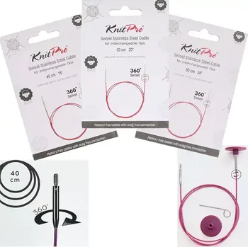 Jehlice KnitPro Purple otočné ocelové lanko 360° (KnitPro purple otočné ocelové lanko)