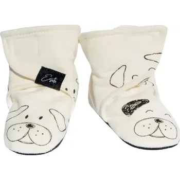 Kojenecké oblečení ESITO | Capáčky barefoot bavlna Tlapka - smetanová / 3 - délka stélky: 13 cm