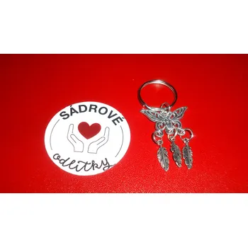 HandMade by VeJa Přívěšek na klíče - lapac #780; snu #778; s per #780;i #769;m s kroužkem