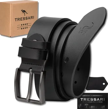 Opasek Camerazar Pánský kožený pásek TRESSARI 100% přírodní kůže černý do kalhot