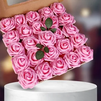 umělá květina Camerazar Sada dekorativních umělých růží - 25 růžových květů v buquetu