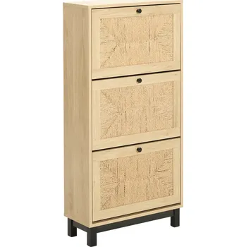 Hnědý botník Lynn 58 x 119 x 23 MDF, masiv borovice, kov