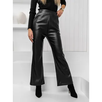 Dámské kalhoty Černé dámské zvonové koženkové legíny Bolf W7585 - L