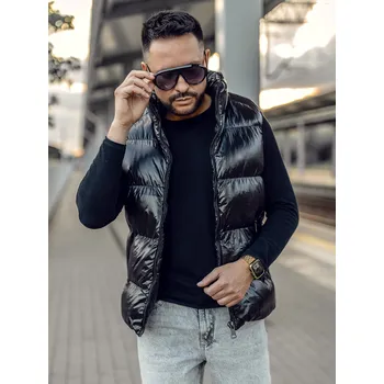 Pánská vesta Černá pánská silná prošívaná vesta Bolf 9968 - M