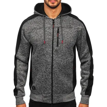 Pánské oblečení Antracitová pánská mikino-bunda s kapucí Bolf TC1230 - M