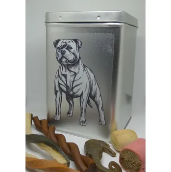 Chovatelství Stafordšír - plechová dóza s pamlsky pro psy (30 kusů pamlsků)