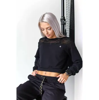 Dámská mikina GoldBee Krajková Crop Mikina Black Barva: Black, Velikost: L
