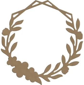 Výtvarná sada Dřevěný výřez k dekoraci Gomille, 36x37cm - Věnec květinový