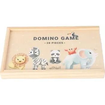 Dřevěná hračka EliNeli Dřevěné domino - Zvířátka ze ZOO