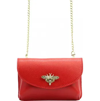 Kabelka Kožená malá dámská crossbody kabelka na řetízku červená