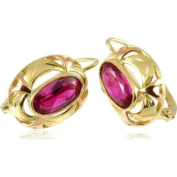 Šperk ŠPERKY-NM, Zlaté klasické náušnice s rubínem 1763