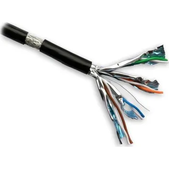 Síťový kabel DATACOM S/FTP drát CAT7 PE,Fca 500m cívka, plášť černý OUTDOOR