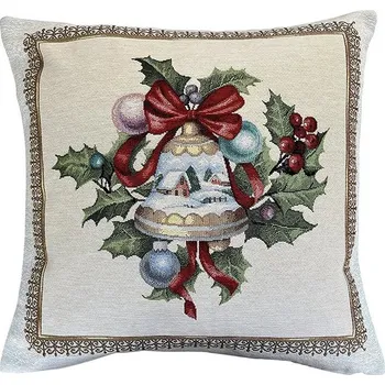 Povlečení Home of Christmas Gobelínový vánoční povlak na polštář s motivem Vánoční zvonek 45 × 45 cm