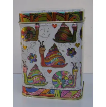 Dóza na potraviny Čajová plechová dóza se šneky (na 100 g, velikost 7x7x10 cm)