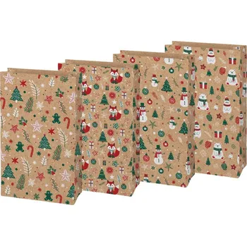 Dárková taška MFP Sáček papírový vánoční Kraft 4 15 x 27 x 9 cm mix motivů
