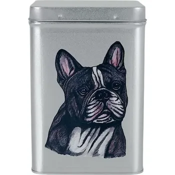 Dóza na potraviny Plechová dóza - francouzský buldoček žíhaný (objem 1,5 l)