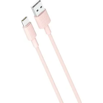 Datový kabel XO NB156 USB kabel - USB-C 1m / 2,4A růžový
