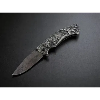 kapesní nůž Kovový 3D reliéfní zavírací nůž – krásná vzorovaná čepel