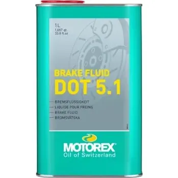 Brzdová kapalina Vysoce výkonná brzdová kapalina pro hydraulické brzdy MOTOREX BRAKE FLUID DOT 5.1 balení 1 litr, vysoký mokrý bod varu, více než 180 °C (oleje, maziva a kapaliny pro motocykly)