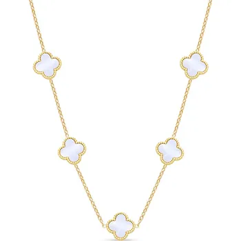 Řetízek Ellami SOFIA 2211 Pozlacený řetízek z chirurgické oceli perleťově bílé kytičky Ellami