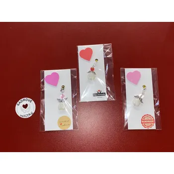 HandMade by VeJa Dárková karta BP - srdce s malým srdcem andílka