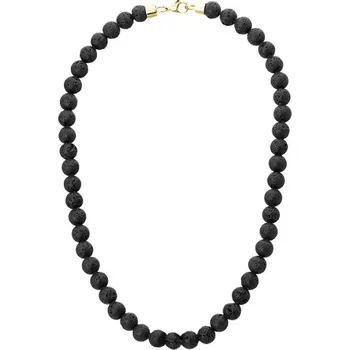 Náhrdelník Manoki Pánský náhrdelník Fernando Gold - 8 mm lávový kámen X-NH1367/50 Černá 50 cm