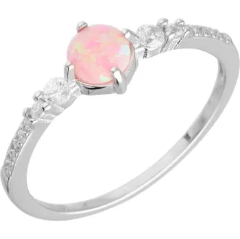 Prsten Argento 72497 Stříbrný prsten - kulatý syntetický opál, čiré kulaté zirkony | Velikost prstenu: 54mm