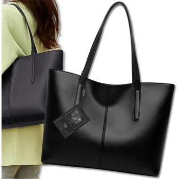 Kabelka Camerazar Dámská černá kožená shopper kabelka BAD&BAGS pro každodenní použití