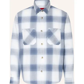 Pánská košile Hugo Pánská Flanelová Košile Erato, bílá / tmavě modrá, 44