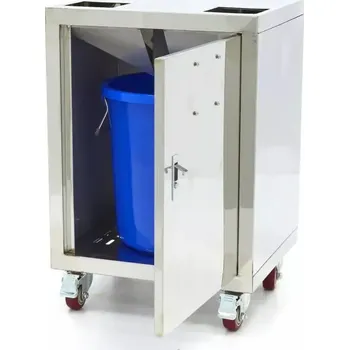 Servírovací stolek Maxima Oranžový odšťavňovací vozík - kompaktní - s kbelíkem na odpad - nerezová ocel | 09360030