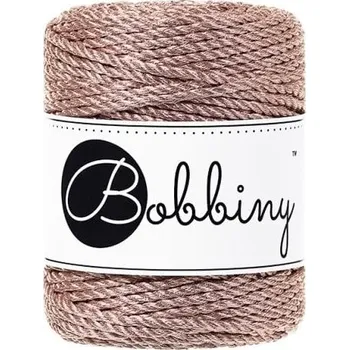 Příze Bobbiny 3PLY Macramé Rope 3 mm 50 m Metallic Rose Gold Šňůra