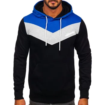 Pánská mikina Královsky modrá pánská mikina s kapucí a potiskem Bolf W3878 - XL