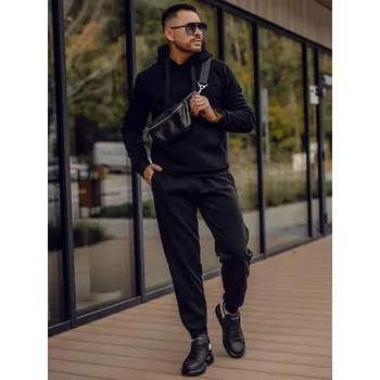 Oblečení a móda Černá pánská tepláková souprava s kapucí Bolf D012 - 2XL