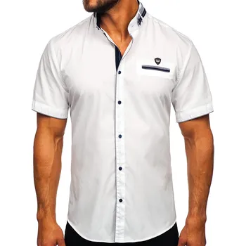 Pánská košile Bílá pánská elegantní košile s krátkým rukávem Bolf 19617 - M
