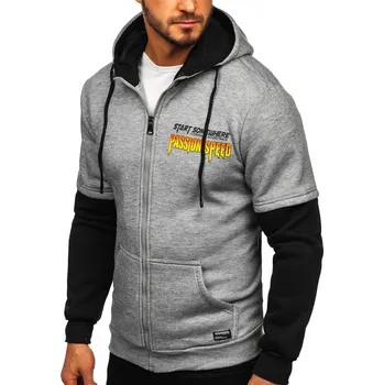 Pánská mikina Šedá pánská mikina s kapucí klokanka s potiskem Denley HY611 - M