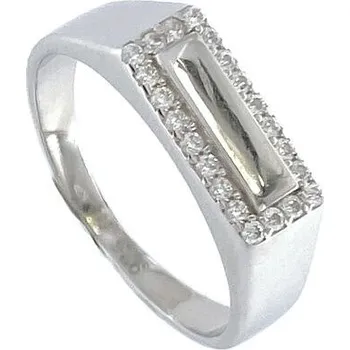 Prsten Stříbrný prsten destička se zirkony velikost prstenu 59