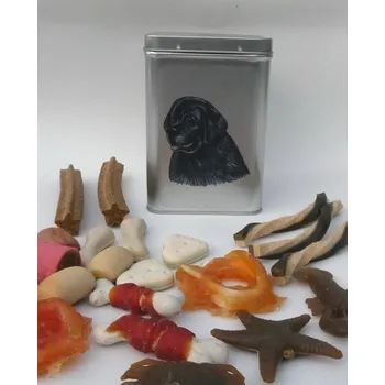 Chovatelství Novofundlandský pes - plechová dóza s pamlsky pro psy (30 kusů pamlsků)