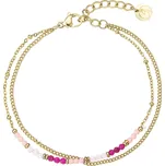 Náramek ocelový s pravými kameny 43069.3 růžový