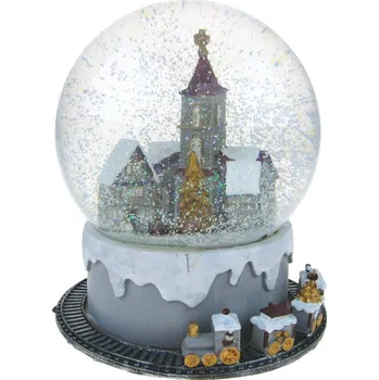 Vánoční dekorace Hrací sněžítko na klíček šedé 22 cm